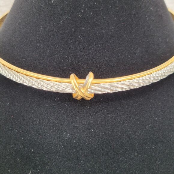 Vintage Two Tone Gold and Silver Choker Necklace - Picture 5 of 15